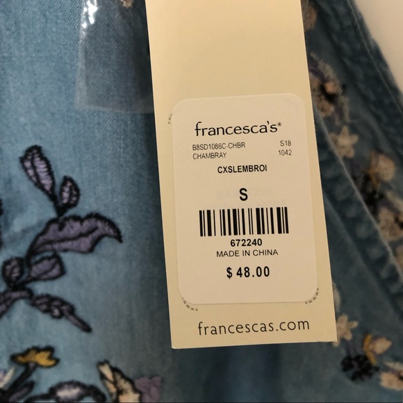 Francesca’s Embroidered Chambray Dress - Picture 4 of 4